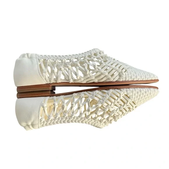 SIMKHAI Eden Woven Leather Ballet Flats in Ivory Women’s Size 10.5 - Picture 5 of 11